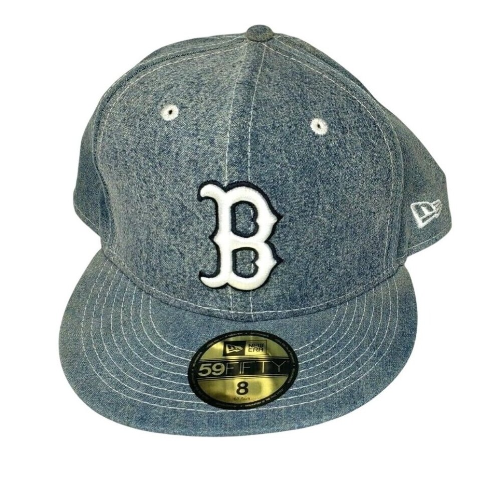 Genuine New Era 59Fifty Boston Red Sox Blue Denim B Hat – Fitted Cap with Wear